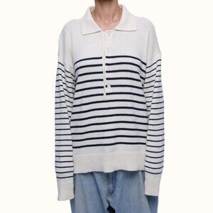 Eolas 'George' Cream Striped Collar Sweater - Organic Cotton & Recycled Cashmere